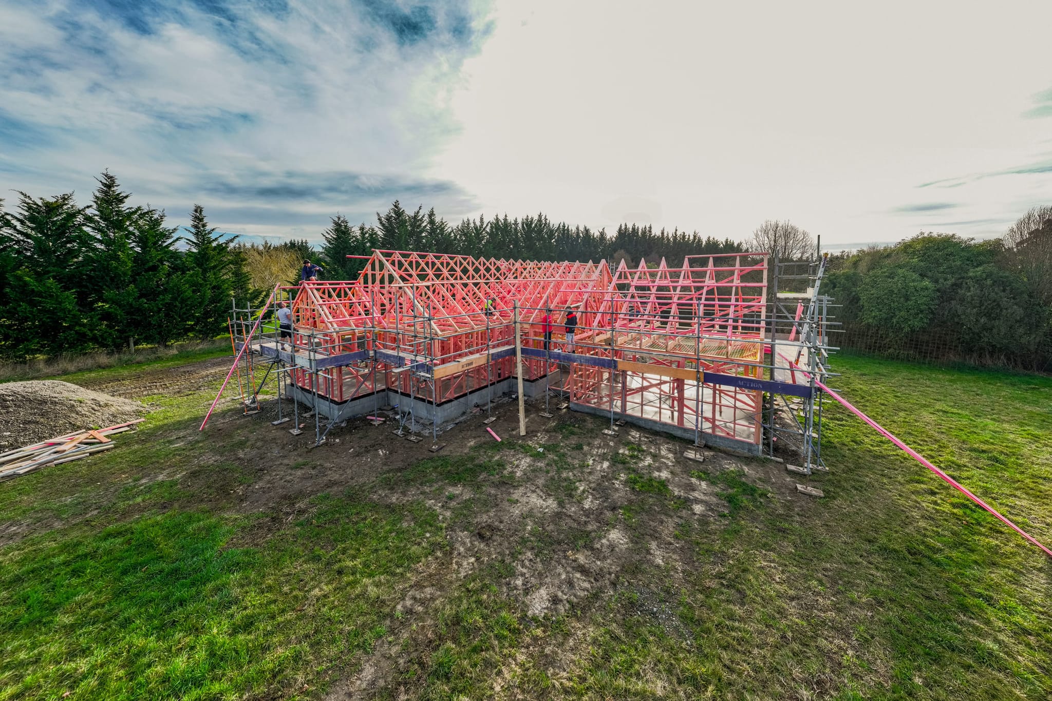 New home framing underway by Stanton Builders, expert home builders specialising in architectural builds and house extensions.