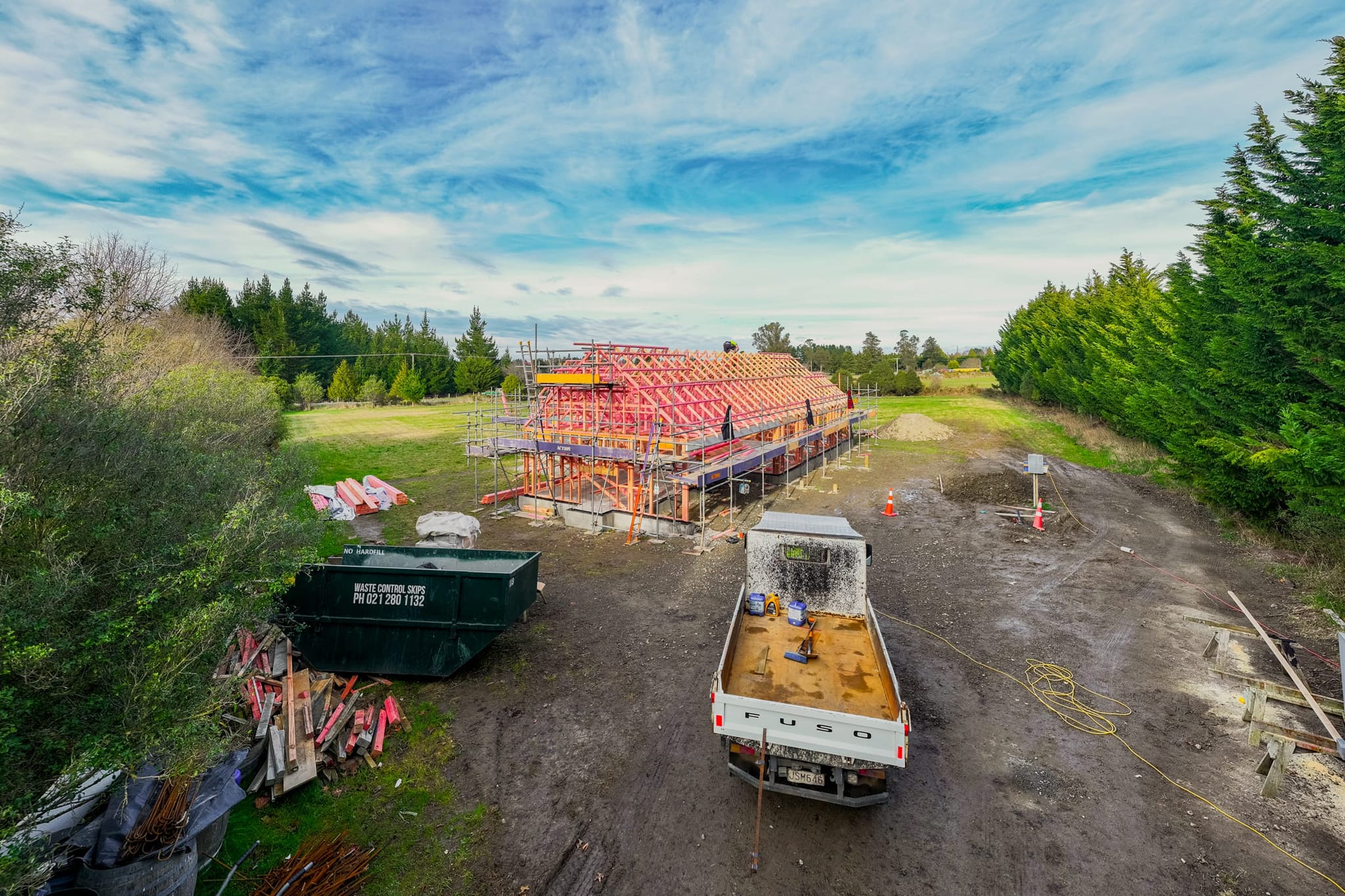 Renovation builders completing framing on a new build and home extension in North Canterbury.