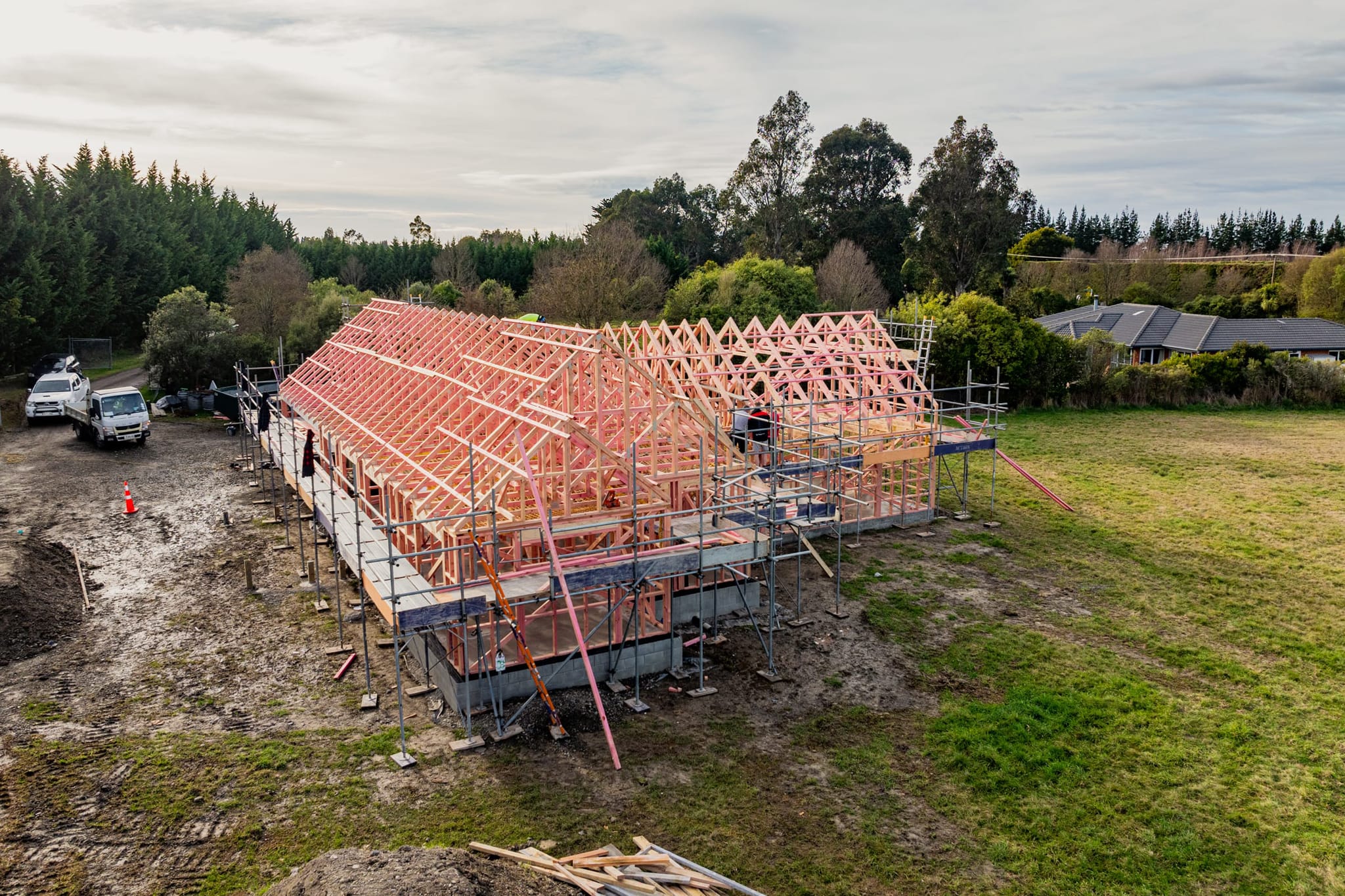 Progress on house extension and architectural build by Stanton Builders in North Canterbury.