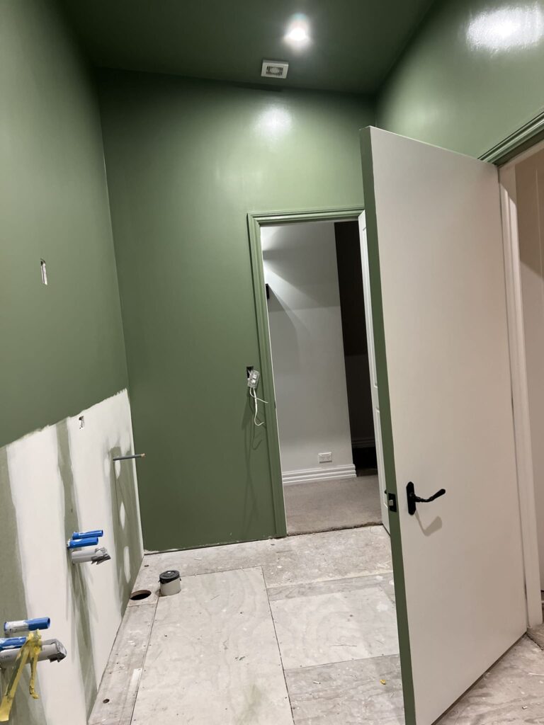 Early stage bathroom renovation showing plumbing and wall prep by renovation builders Stanton Builders, Canterbury-wide service.